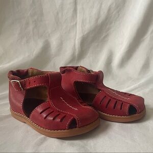 Vintage Baby Aster Red Leather  Sandals - Classic Comfort